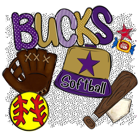 Bucks Softball Spirit-Purple & Gold