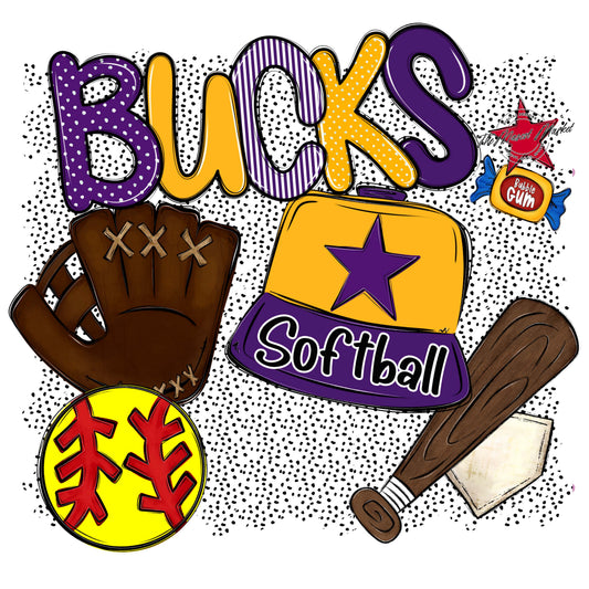 Bucks Softball Spirit-Purple & Yellow