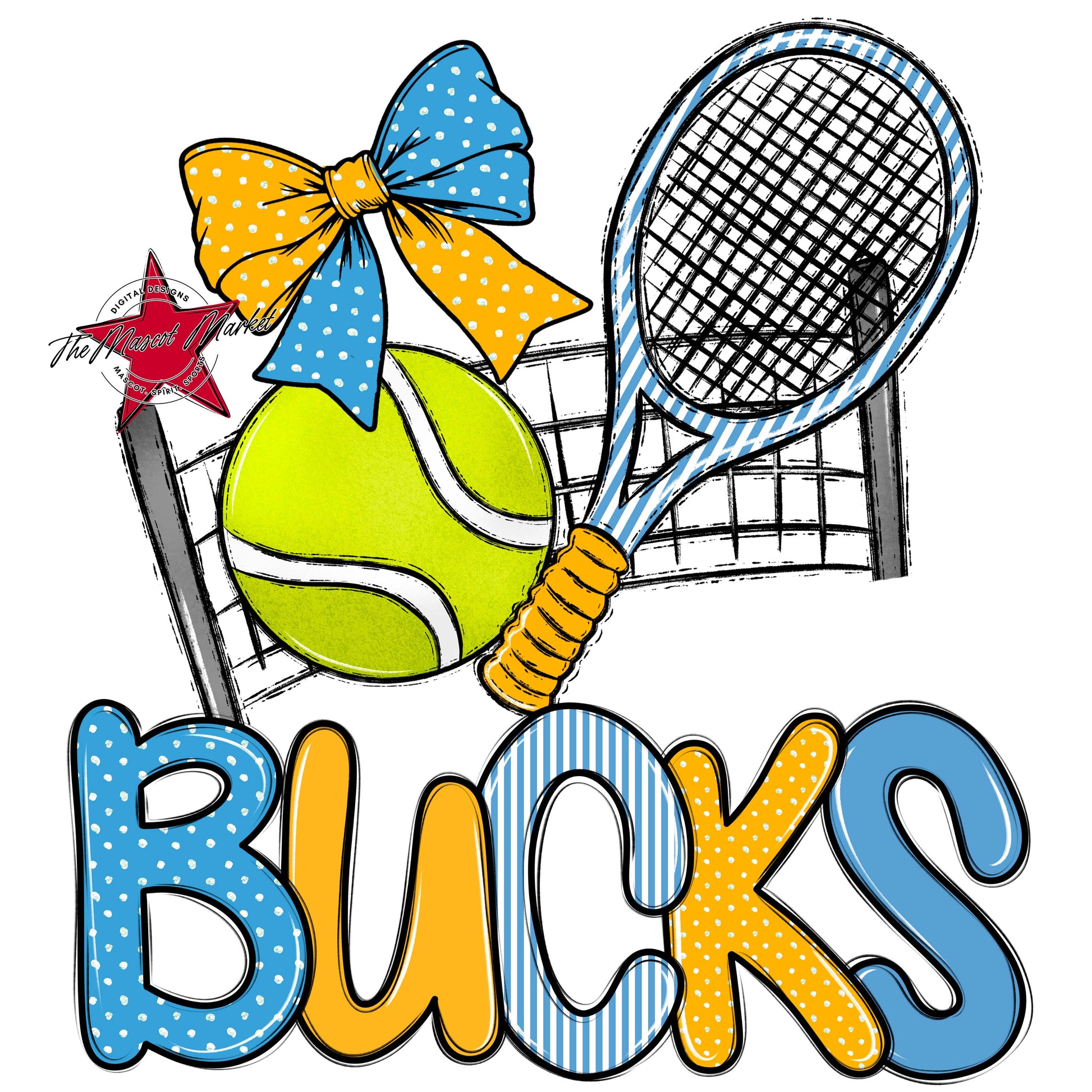 Bucks Tennis Spirit Design-Carolina Blue & Yellow