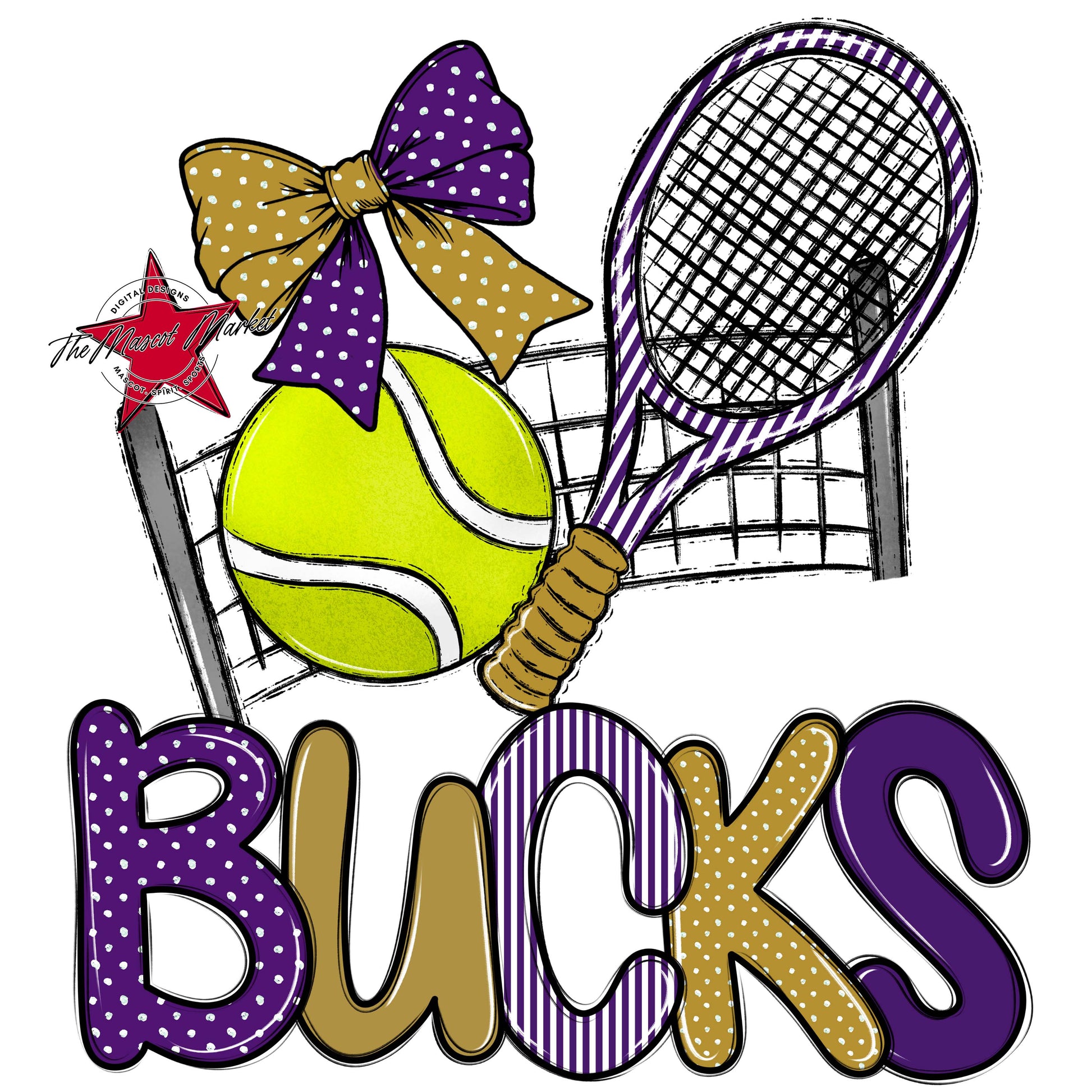 Bucks Tennis Spirit Design-Purple & Gold