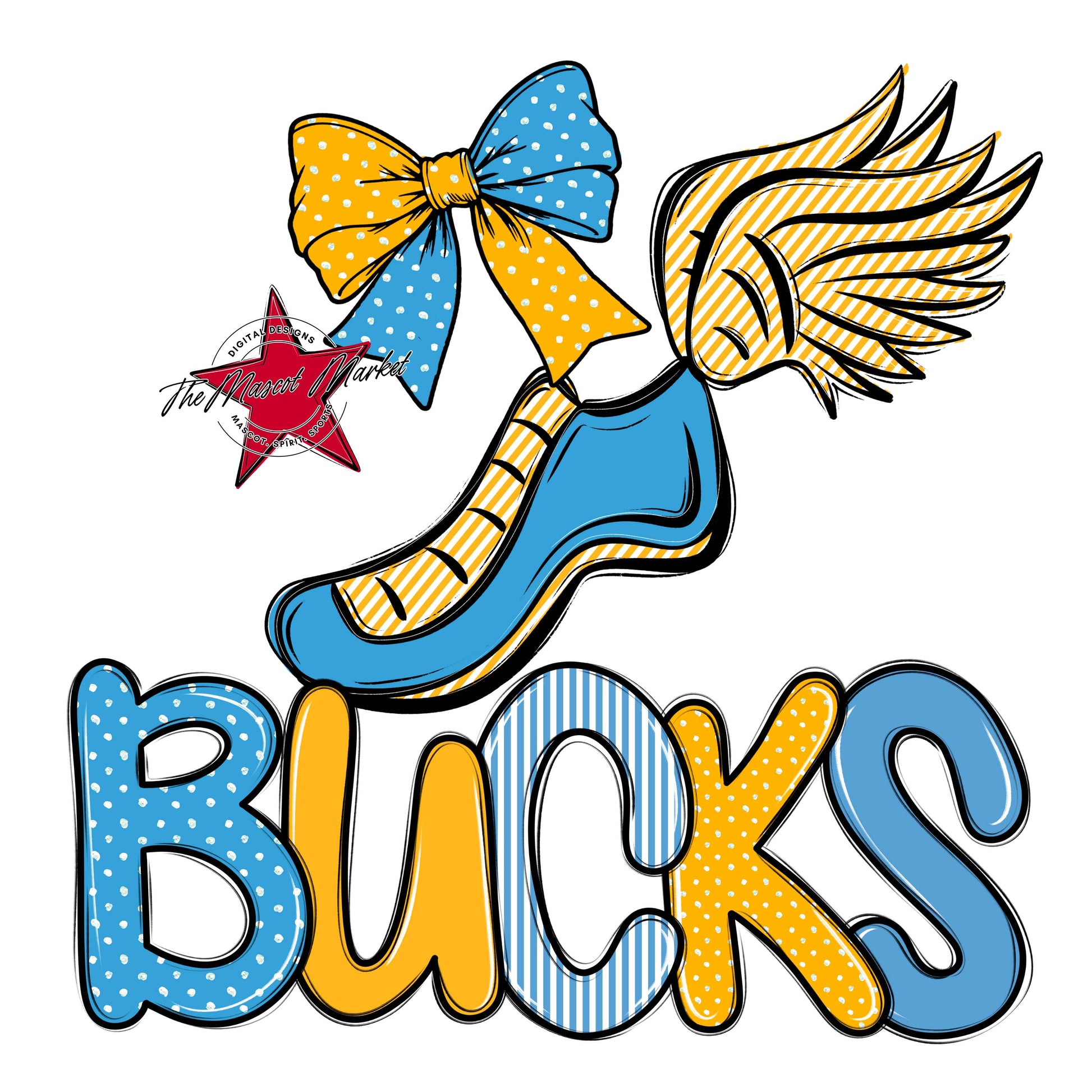 Bucks Track Spirit Design-Carolina Blue & Yellow