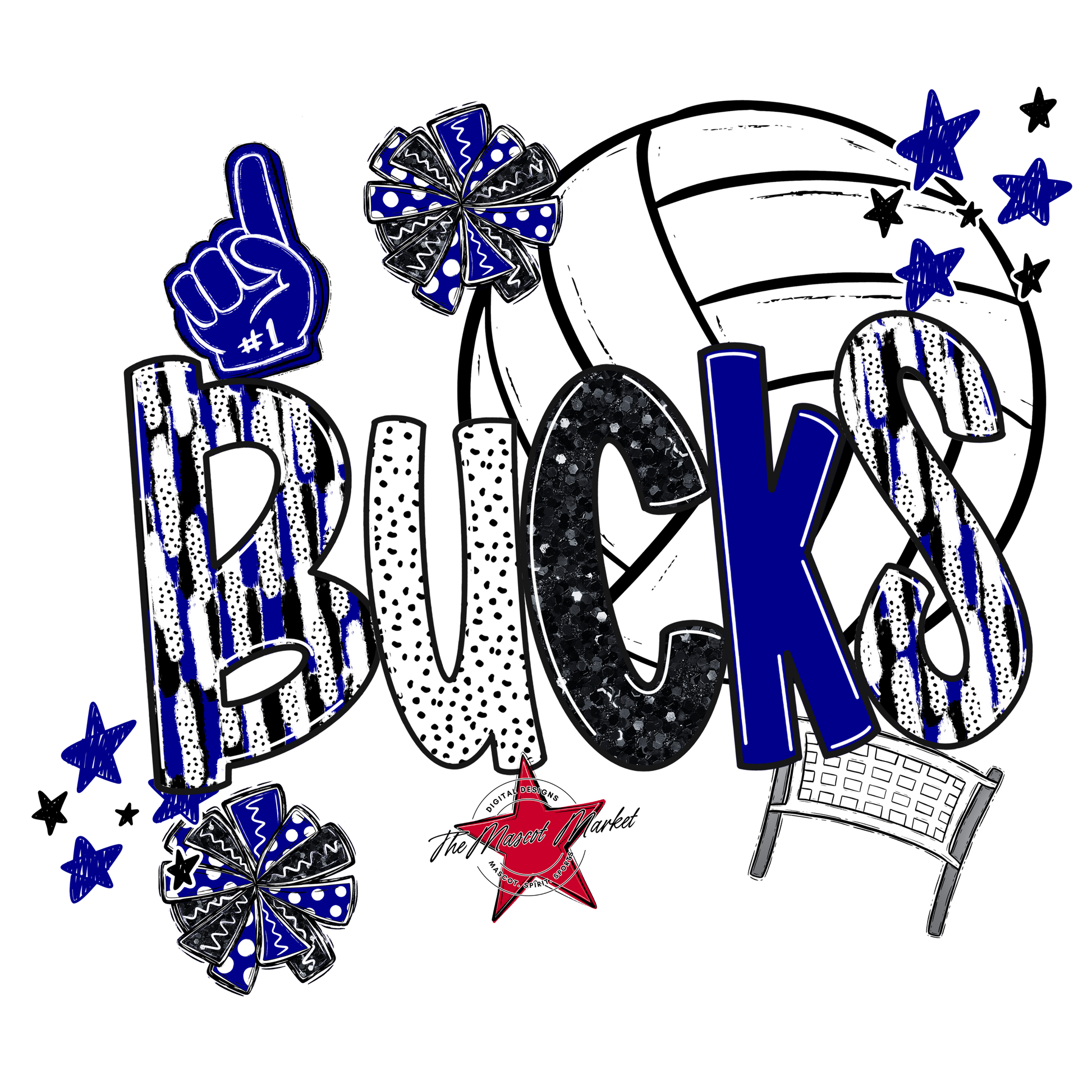 Bucks Volleyball Scrape-Blue