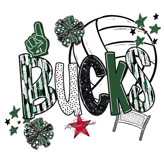 Bucks Volleyball Scrape-Green