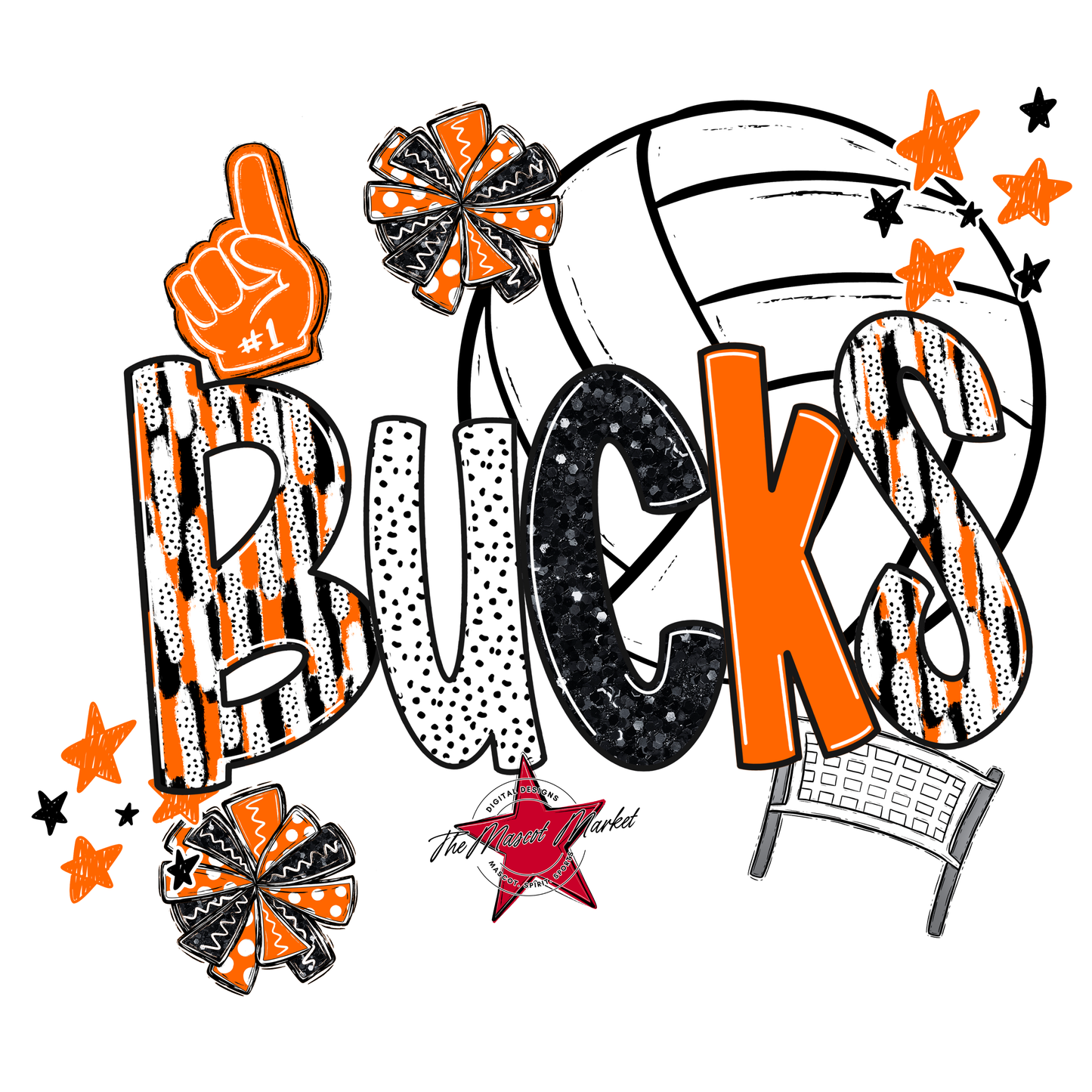 Bucks Volleyball Scrape-Orange