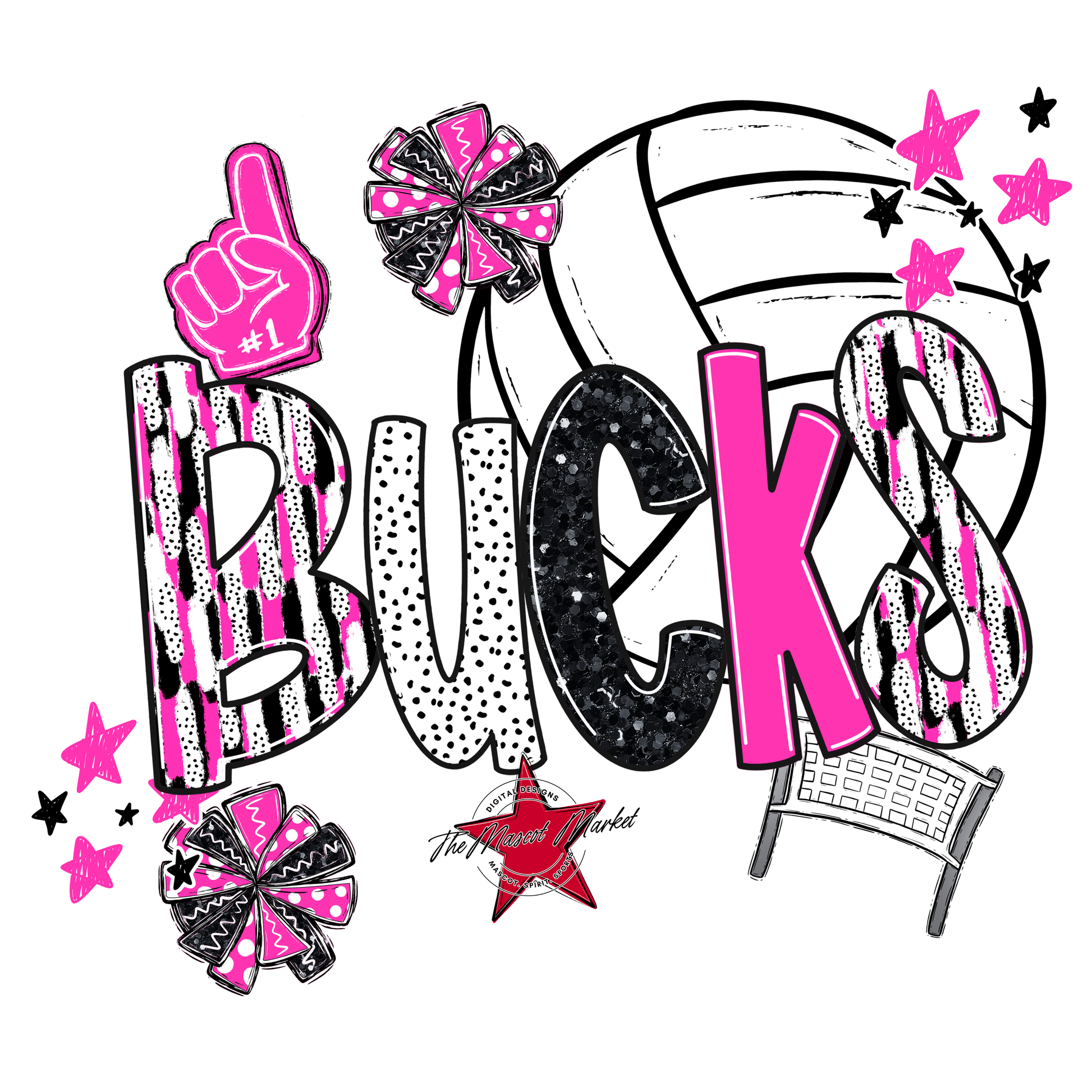 Bucks Volleyball Scrape-Pink