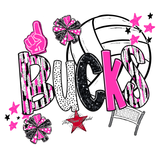 Bucks Volleyball Scrape-Pink