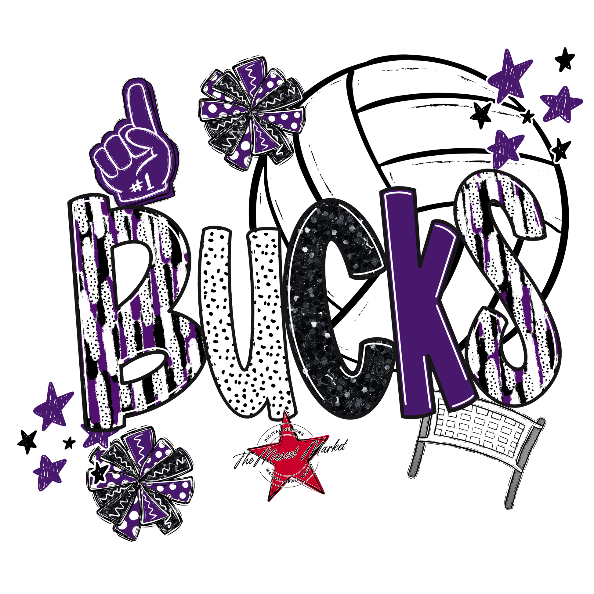 Bucks Volleyball Scrape-Purple