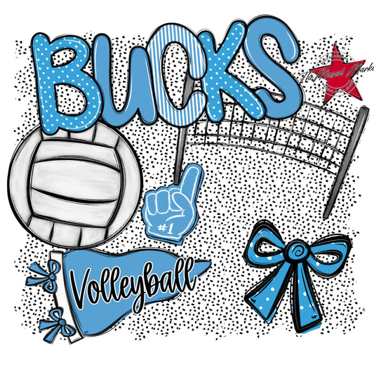 Bucks Volleyball Spirit-Carolina Blue