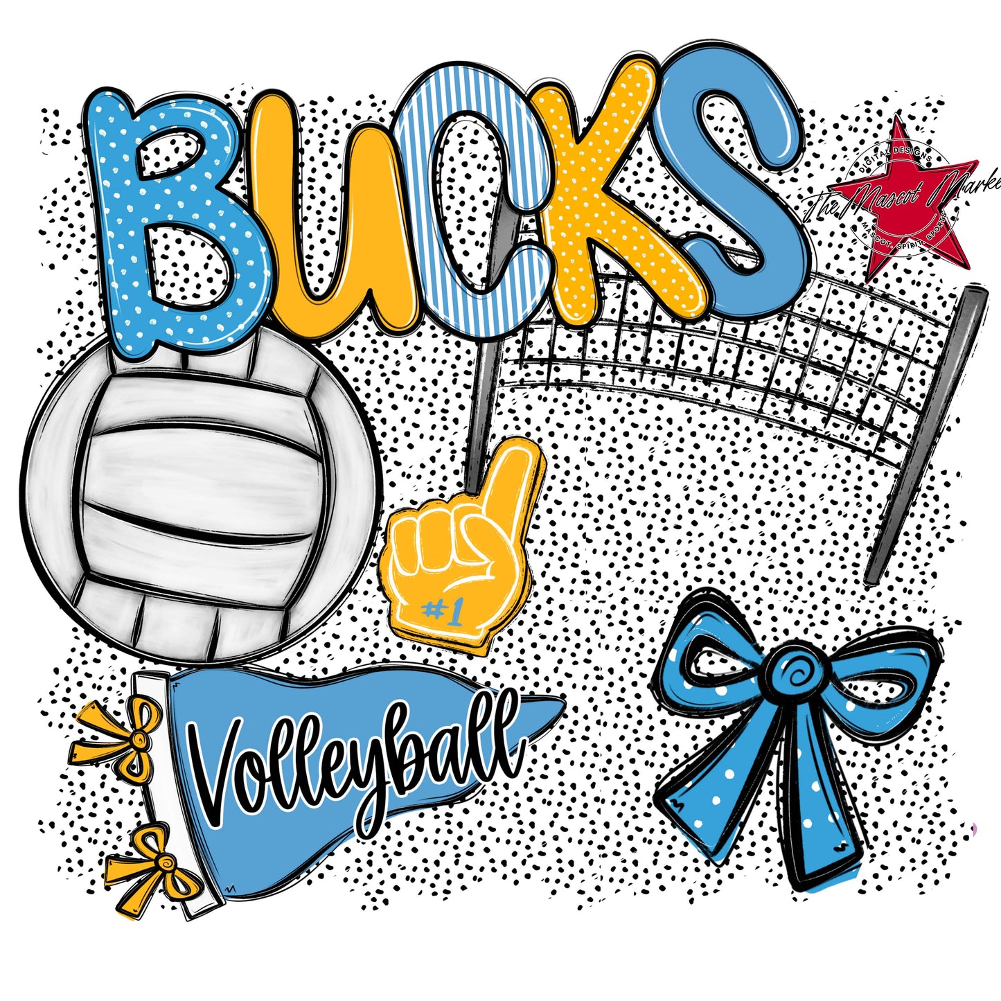 Bucks Volleyball Spirit-Carolina Blue & Yellow
