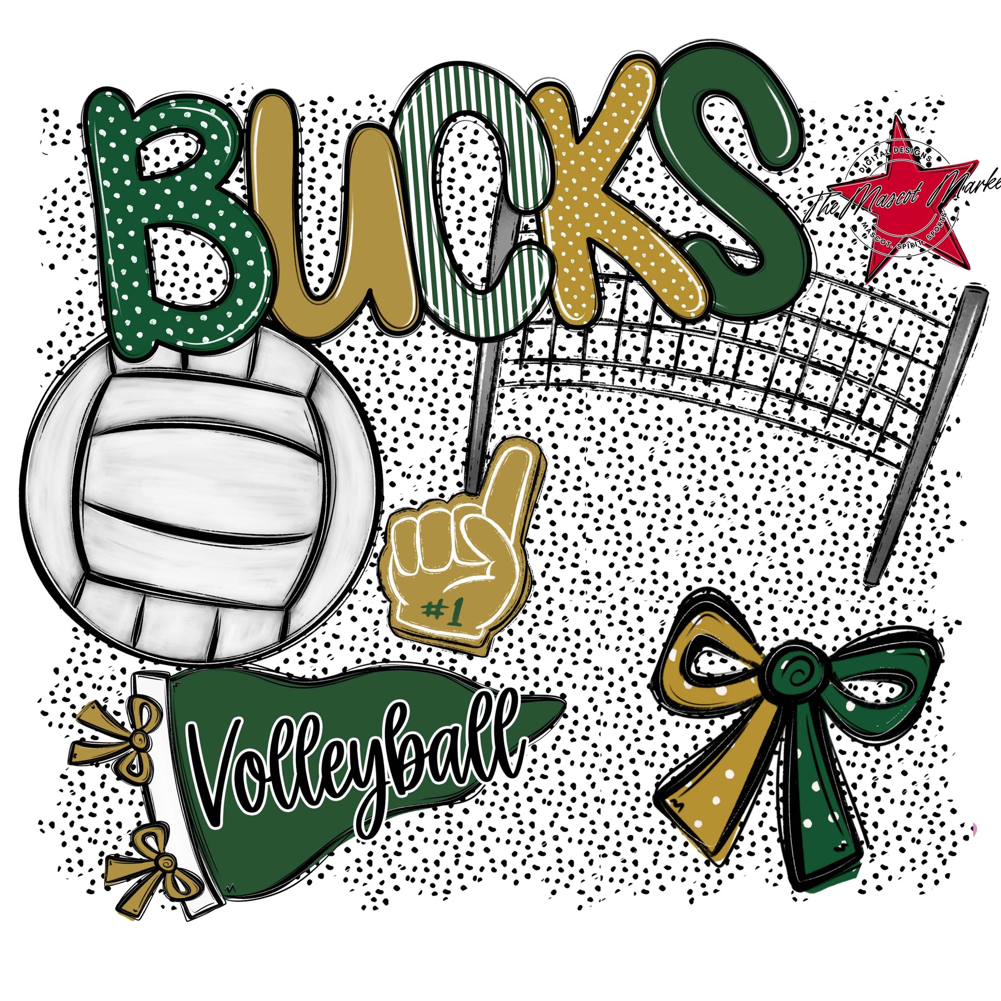 Bucks Volleyball Spirit-Green & Gold
