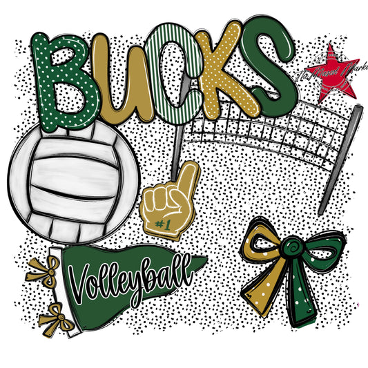 Bucks Volleyball Spirit-Green & Gold