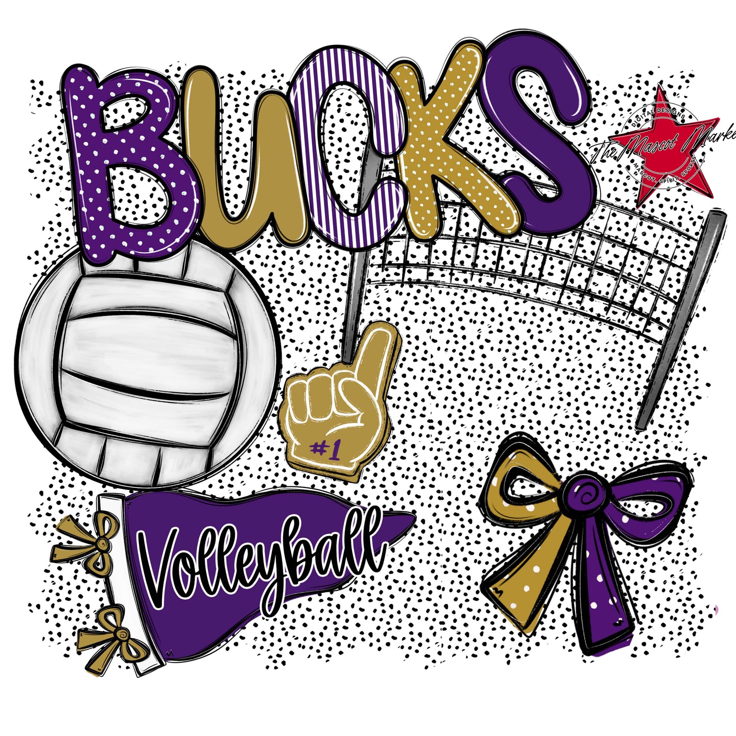 Bucks Volleyball Spirit-Purple & Gold