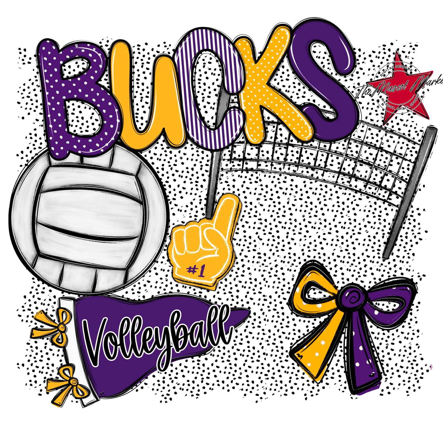Bucks Volleyball Spirit-Purple & Yellow