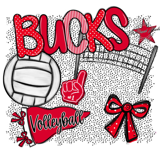 Bucks Volleyball Spirit-Red