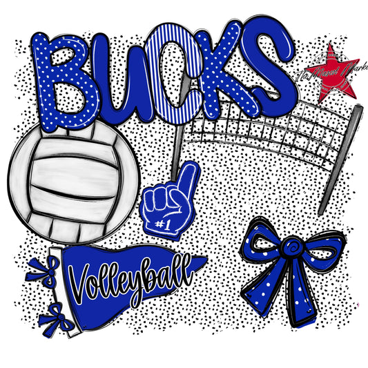 Bucks Volleyball Spirit-Royal Blue