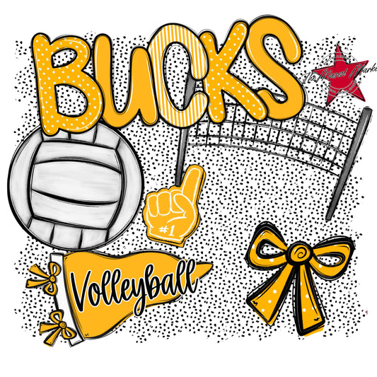 Bucks Volleyball Spirit-Yellow