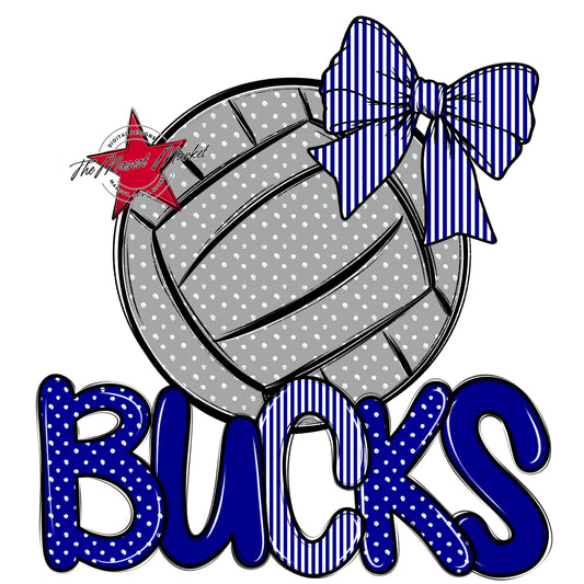 Bucks Volleyball Spirit Design-Blue