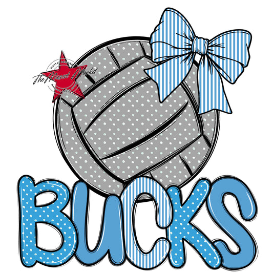Bucks Volleyball Spirit Design-Carolina Blue