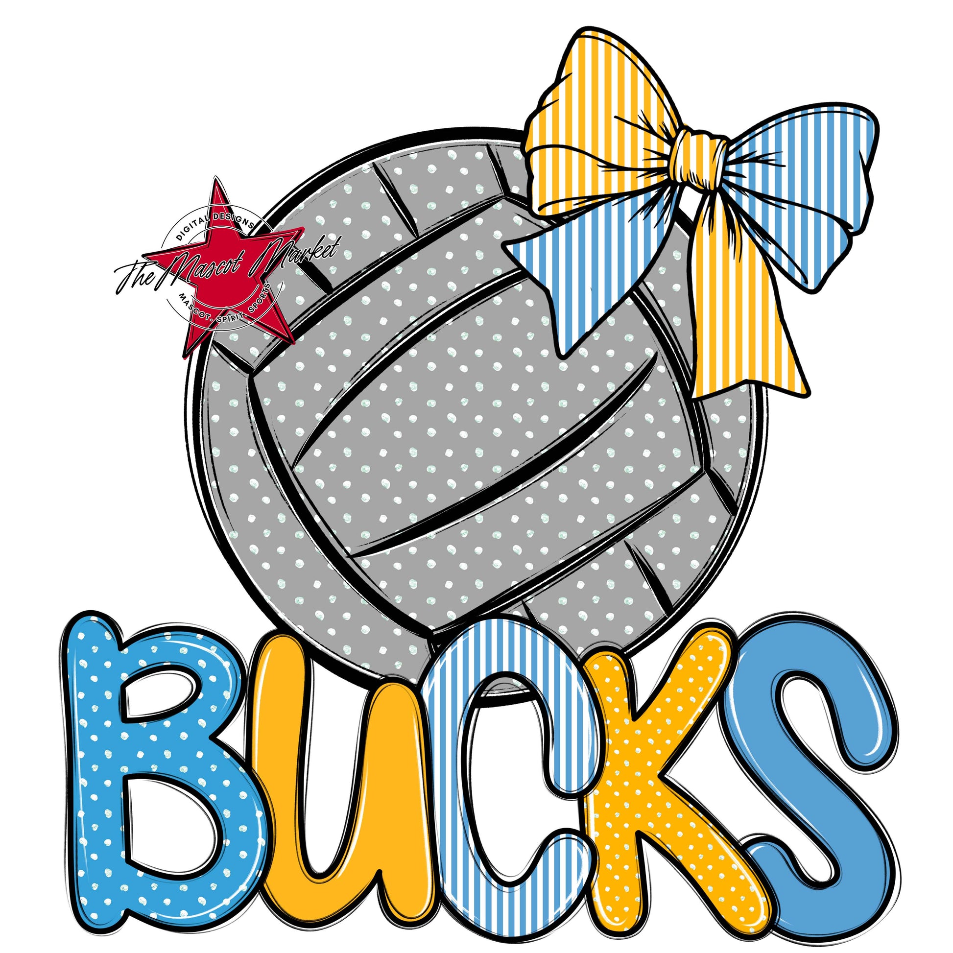 Bucks Volleyball Spirit Design-Carolina Blue & Yellow