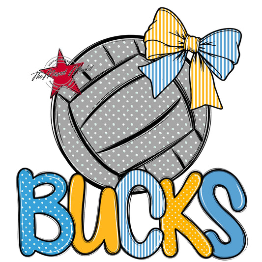 Bucks Volleyball Spirit Design-Carolina Blue & Yellow