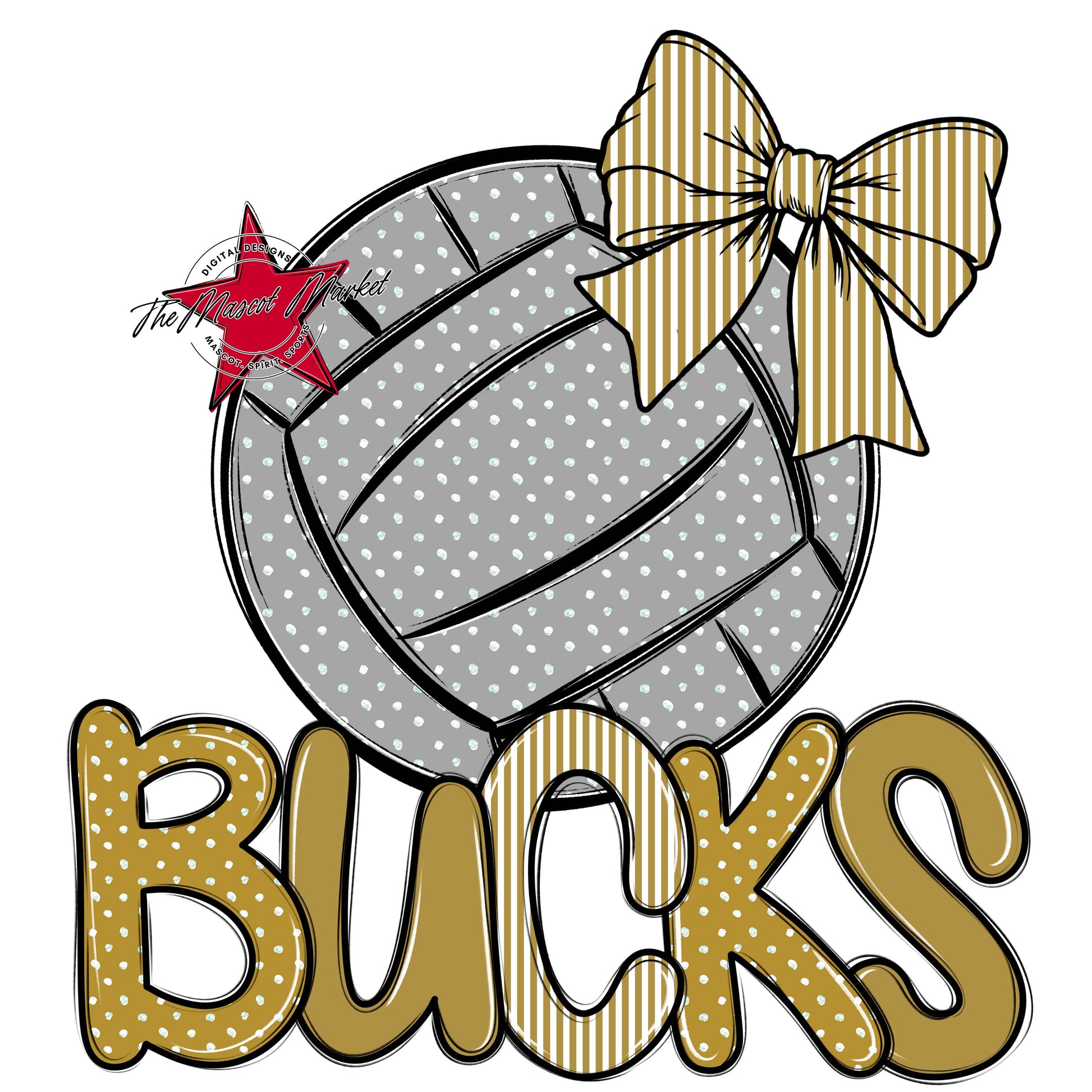 Bucks Volleyball Spirit Design-Gold