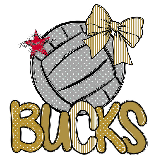 Bucks Volleyball Spirit Design-Gold