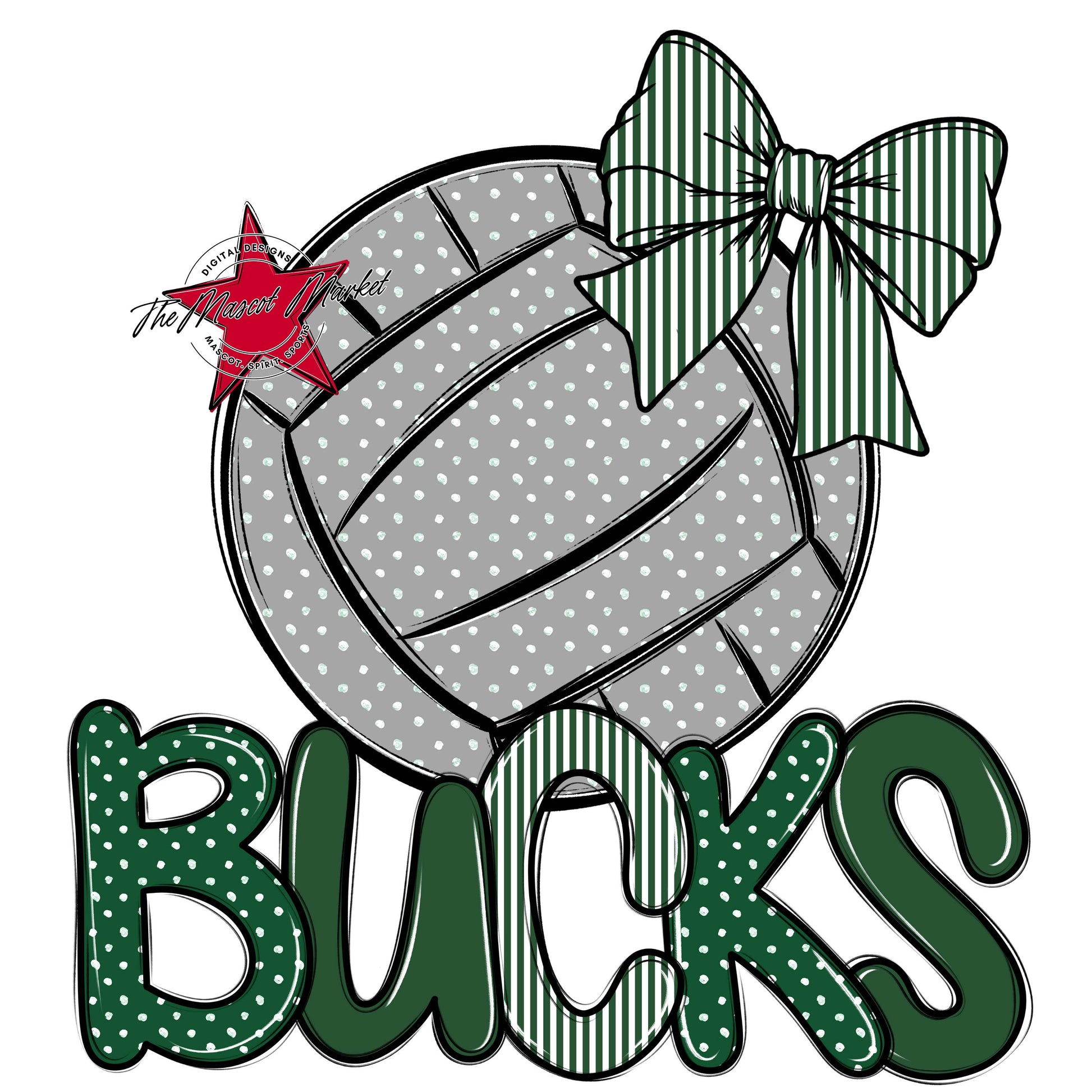 Bucks Volleyball Spirit Design-Green