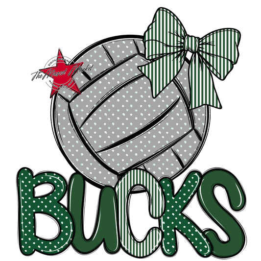 Bucks Volleyball Spirit Design-Green