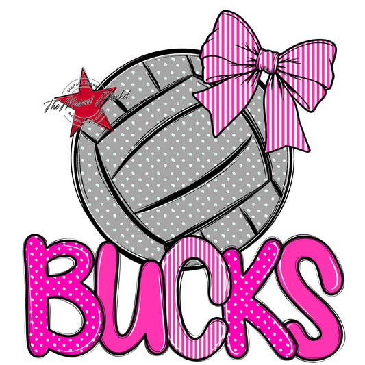 Bucks Volleyball Spirit Design-Pink