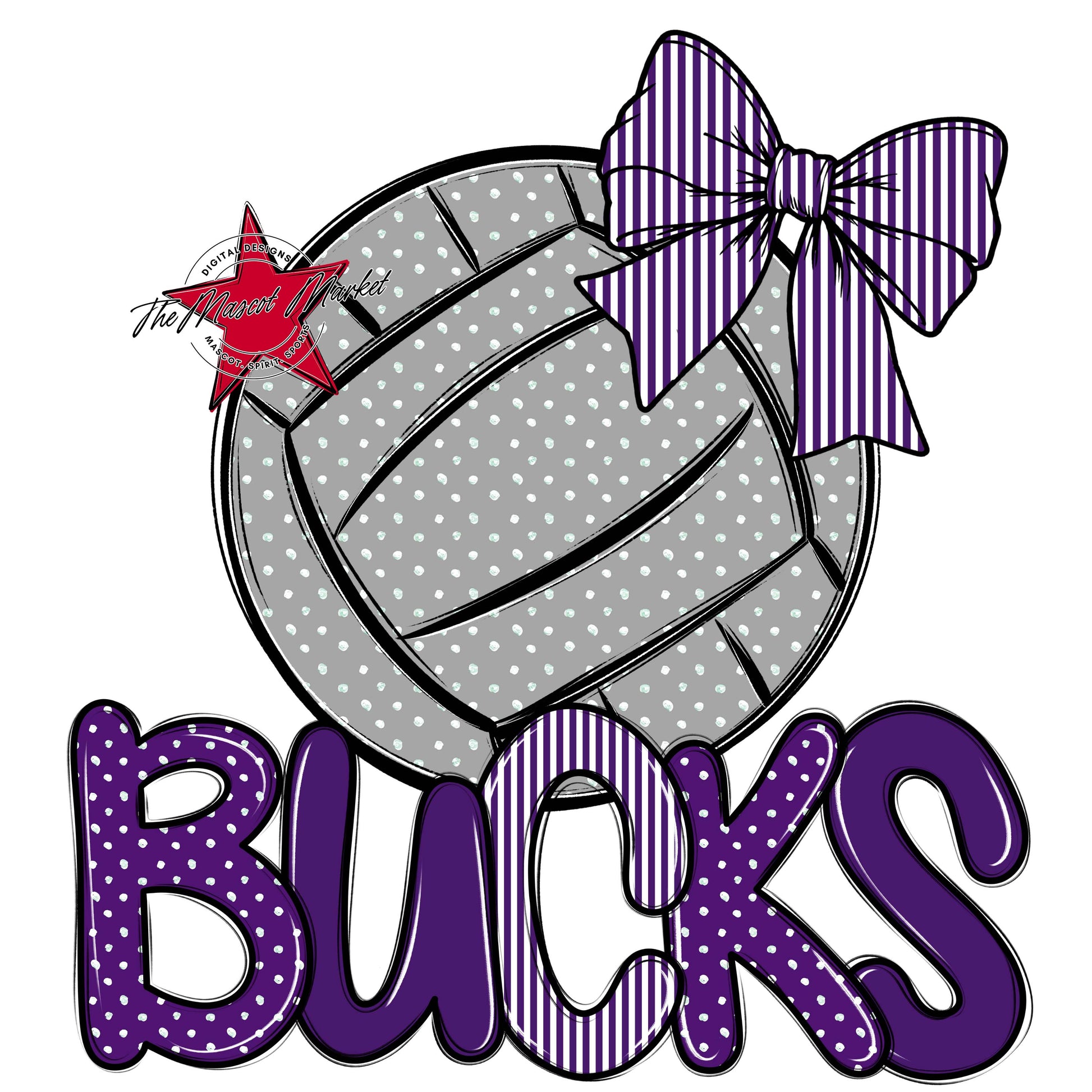 Bucks Volleyball Spirit Design-Purple