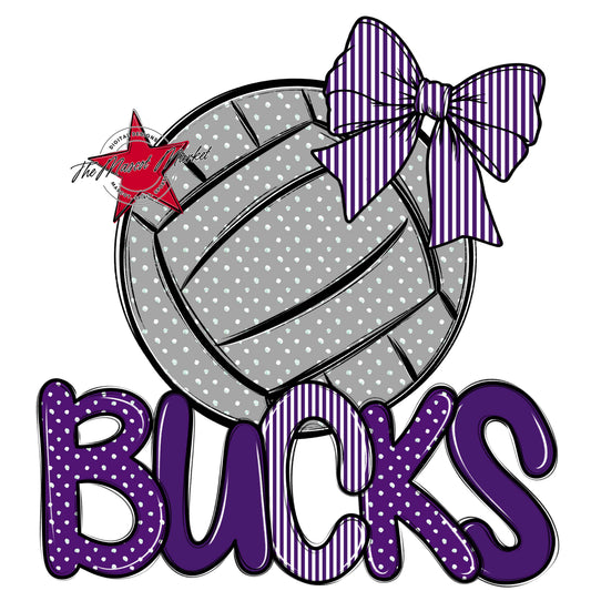 Bucks Volleyball Spirit Design-Purple