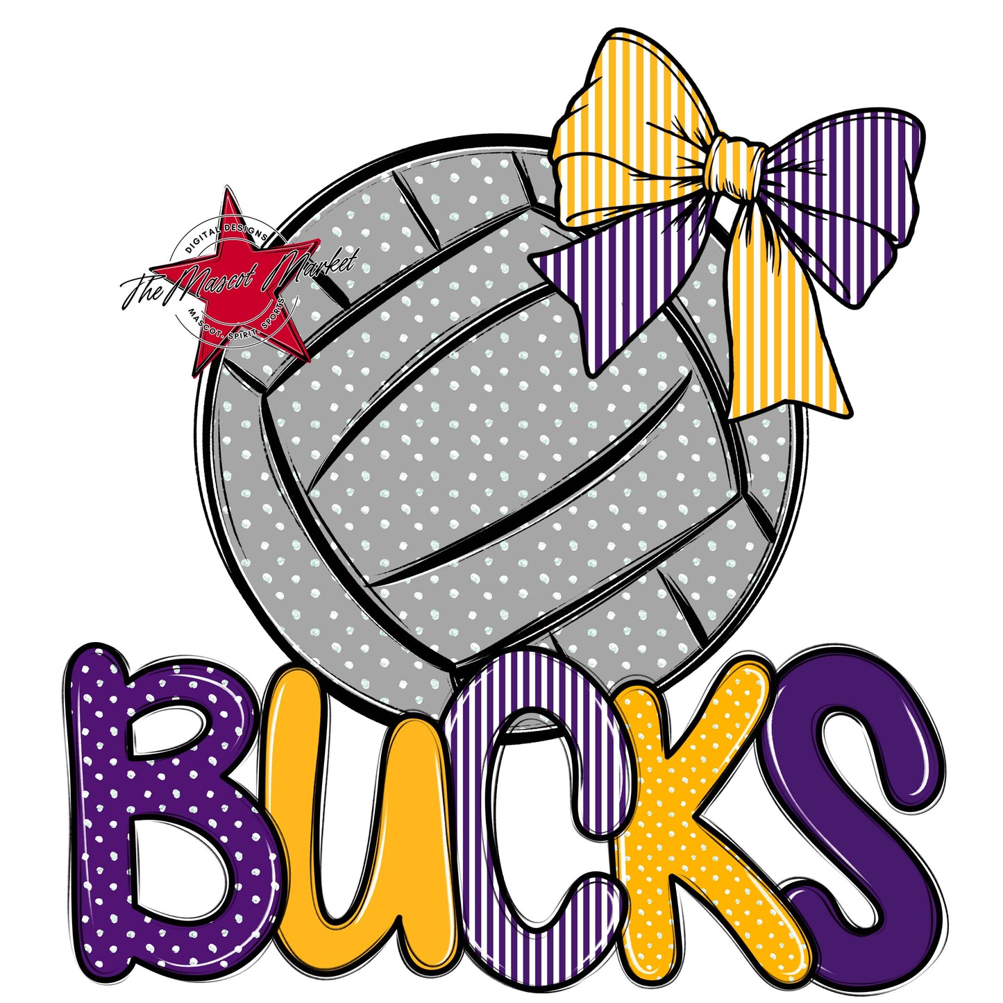 Bucks Volleyball Spirit Design-Purple & Yellow