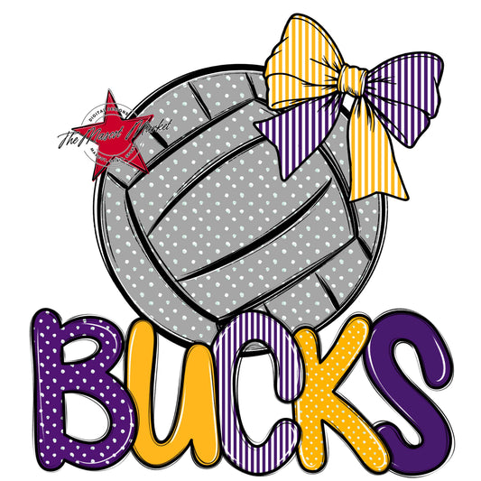 Bucks Volleyball Spirit Design-Purple & Yellow