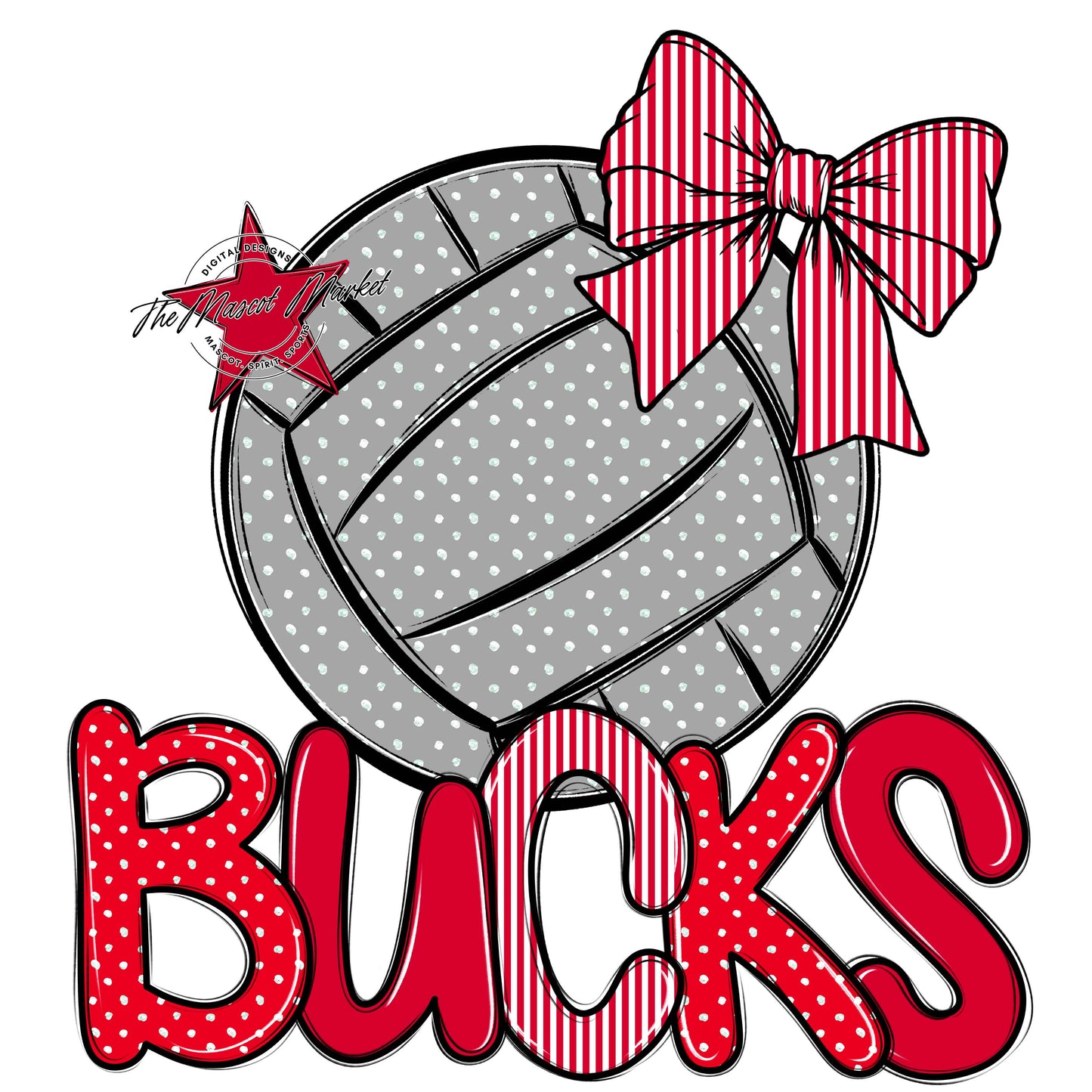 Bucks Volleyball Spirit Design-Red