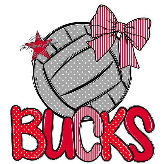 Bucks Volleyball Spirit Design-Red