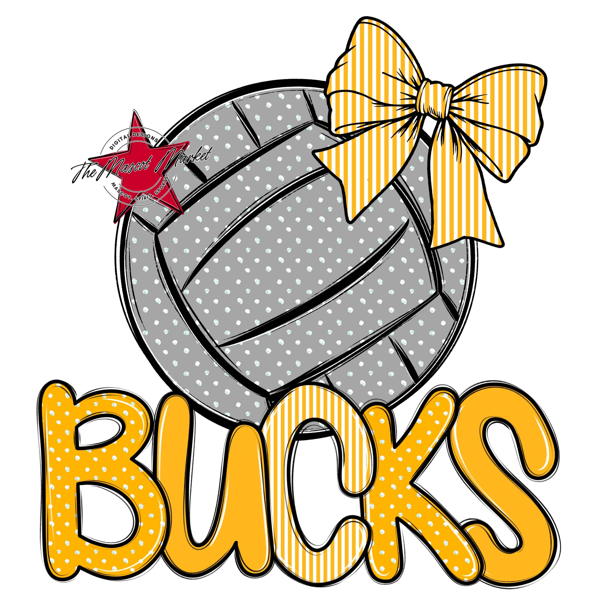 Bucks Volleyball Spirit Design-Yellow