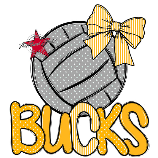 Bucks Volleyball Spirit Design-Yellow