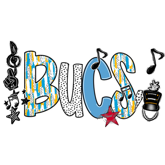 Bucs Band Scrape-Carolina Blue & Yellow