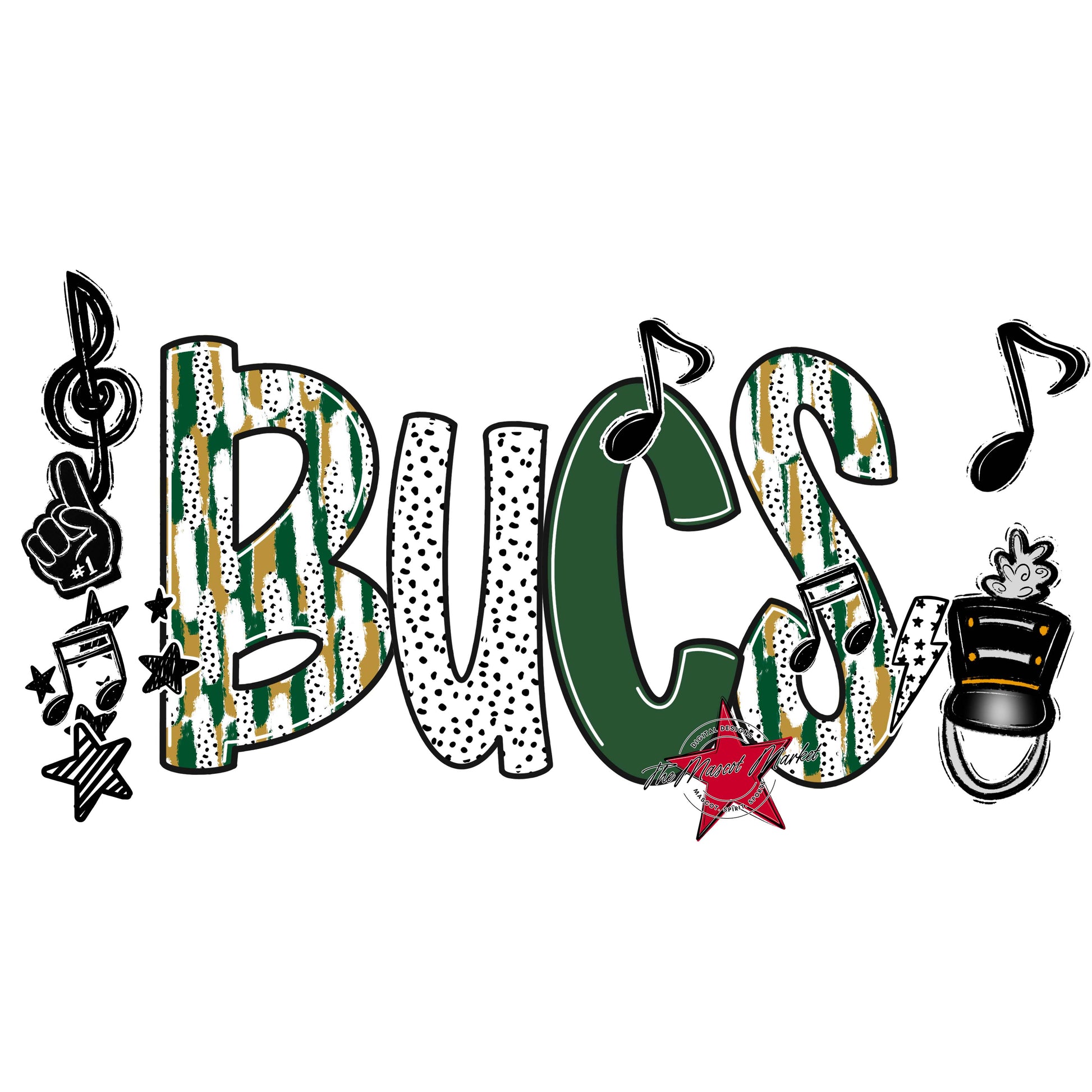 Bucs Band Scrape-Green & Gold