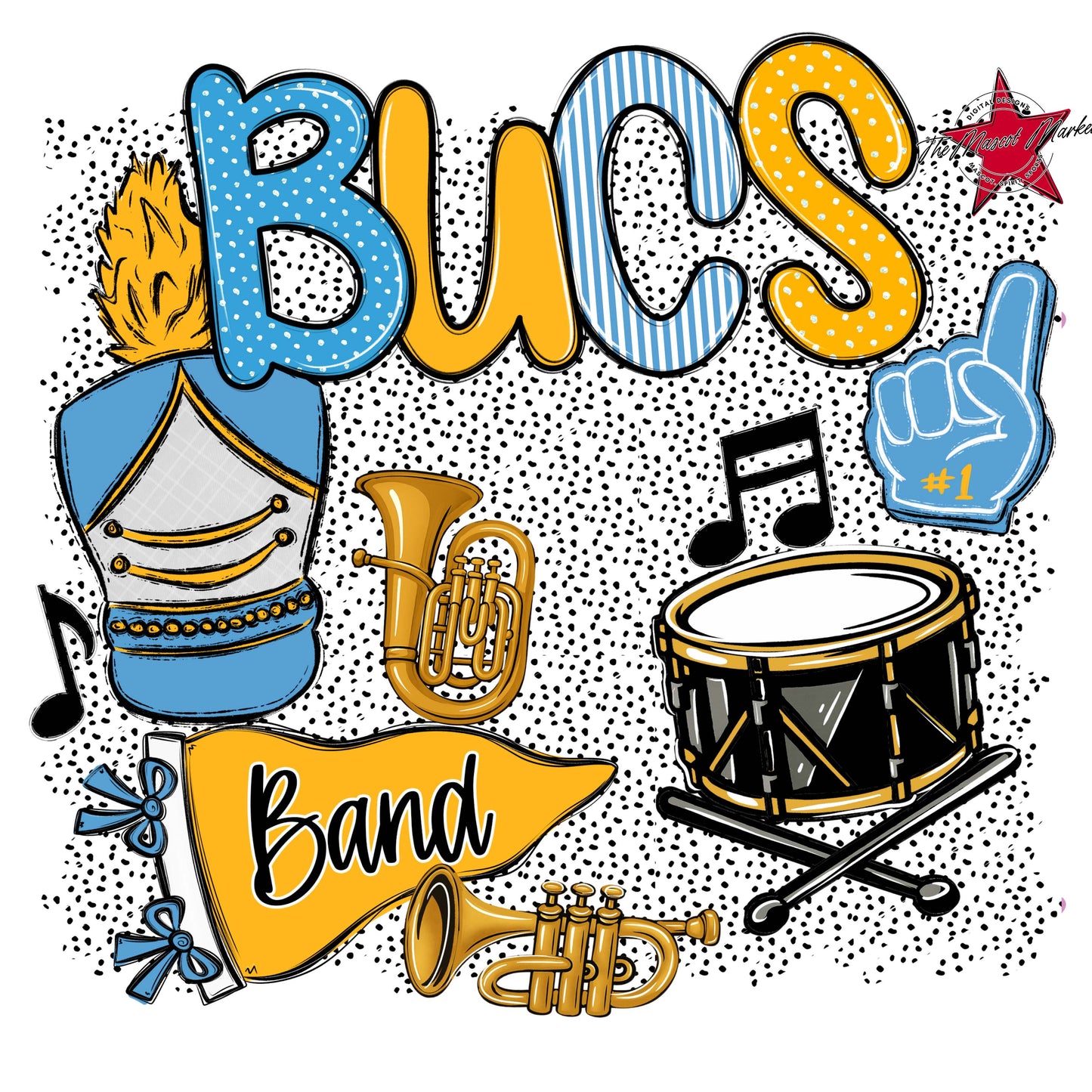 Bucs Band Spirit-Carolina Blue & Yellow