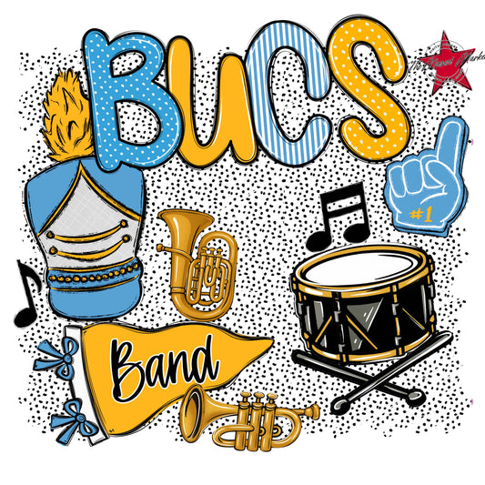 Bucs Band Spirit-Carolina Blue & Yellow