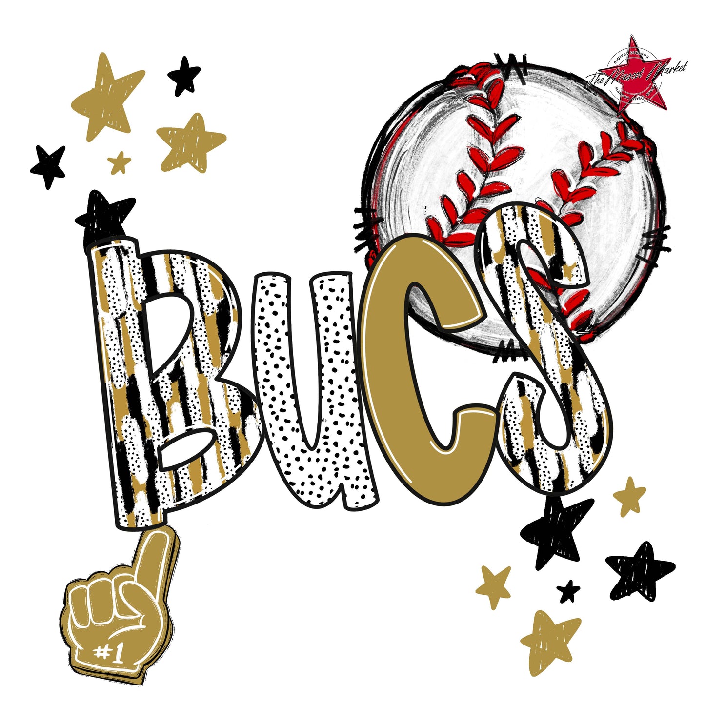 Bucs Baseball Scrape-Gold
