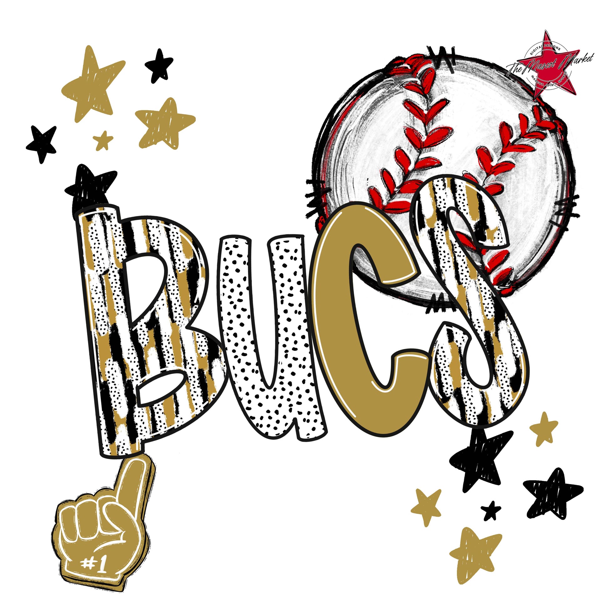 Bucs Baseball Scrape-Gold