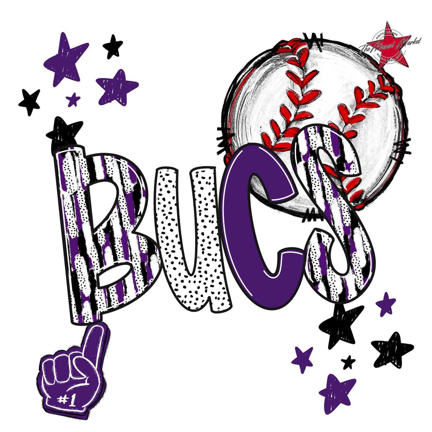 Bucs Baseball Scrape-Purple