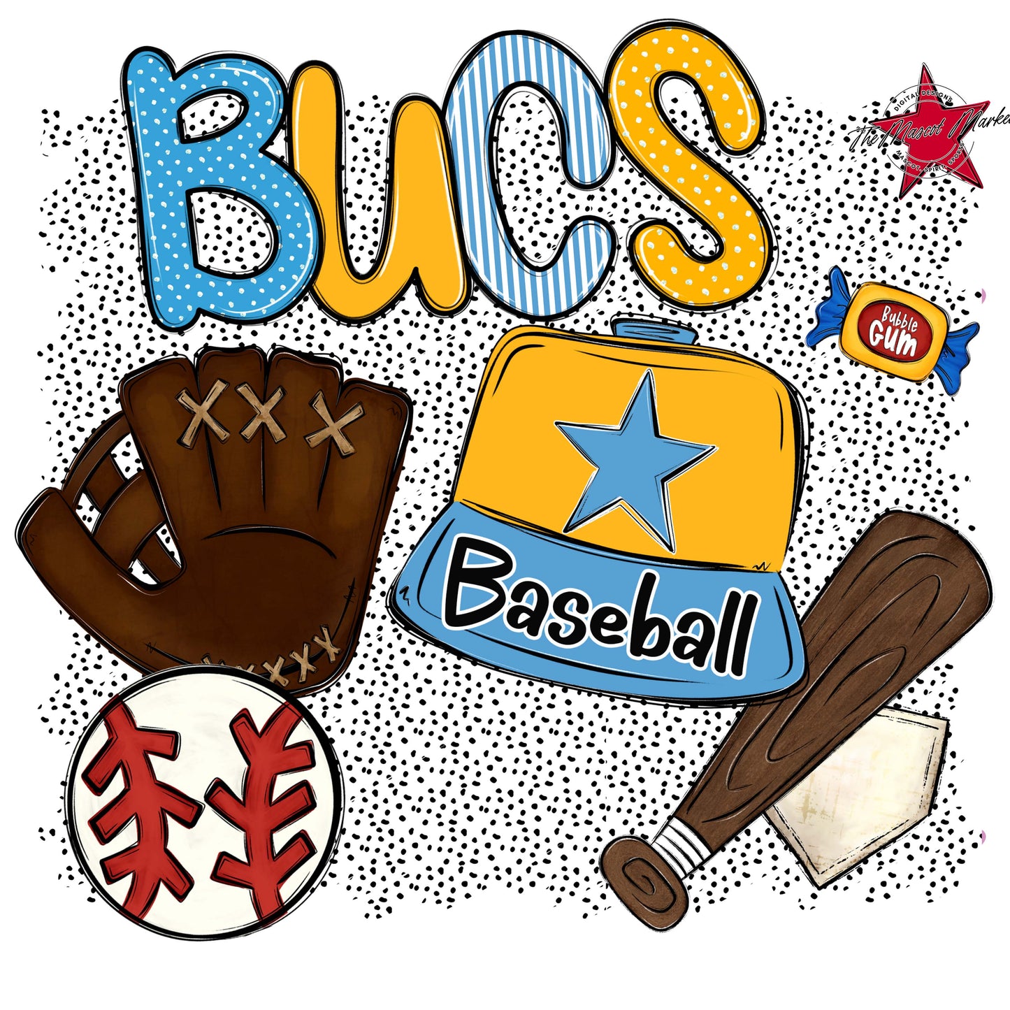 Bucs Baseball Spirit-Carolina Blue & Yellow
