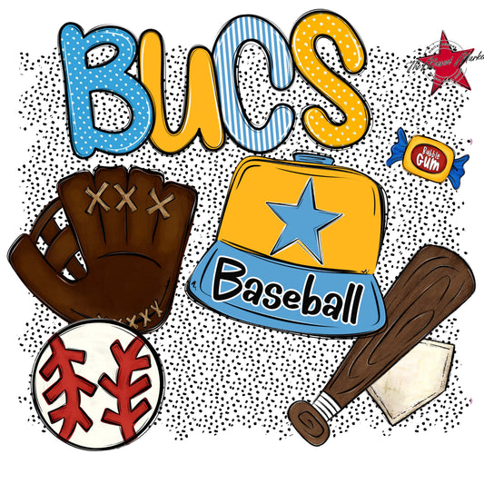 Bucs Baseball Spirit-Carolina Blue & Yellow