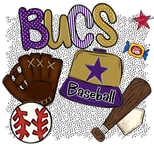 Bucs Baseball Spirit-Purple & Gold