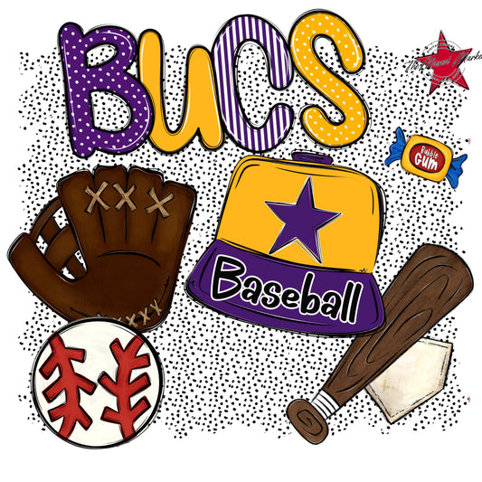 Bucs Baseball Spirit-Purple & Yellow