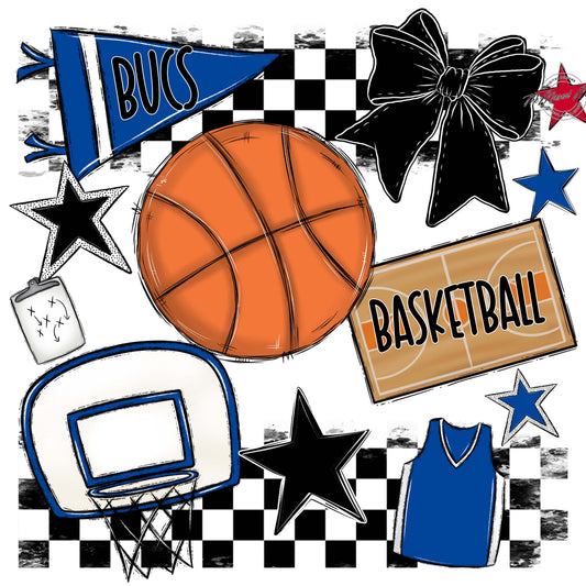 Bucs Basketball Checkers Design-Off Blue