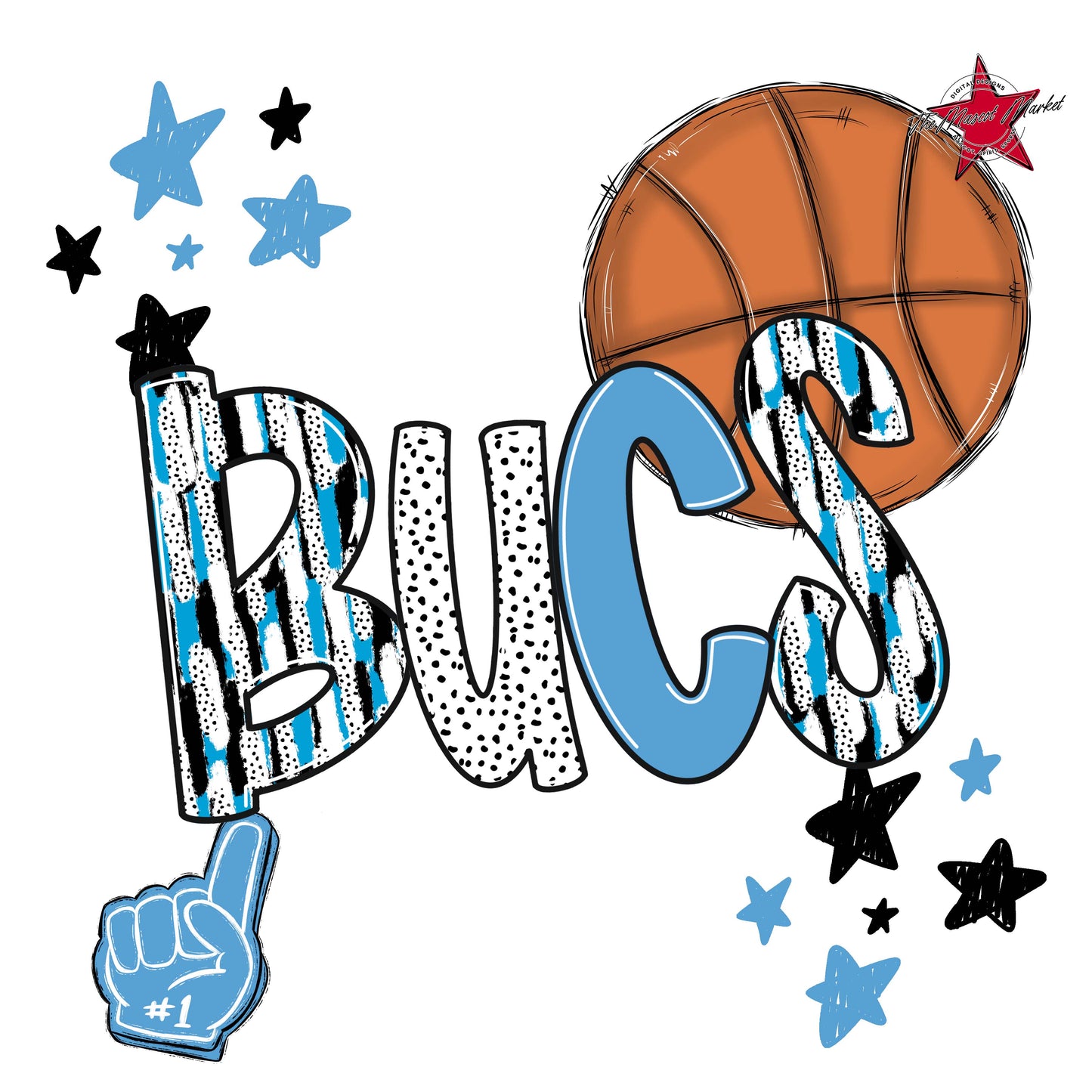 Bucs Basketball Scrape-Carolina Blue